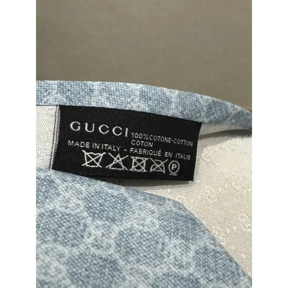 Gucci GG Pattern Tie Light Blue Made In Italy Cotton